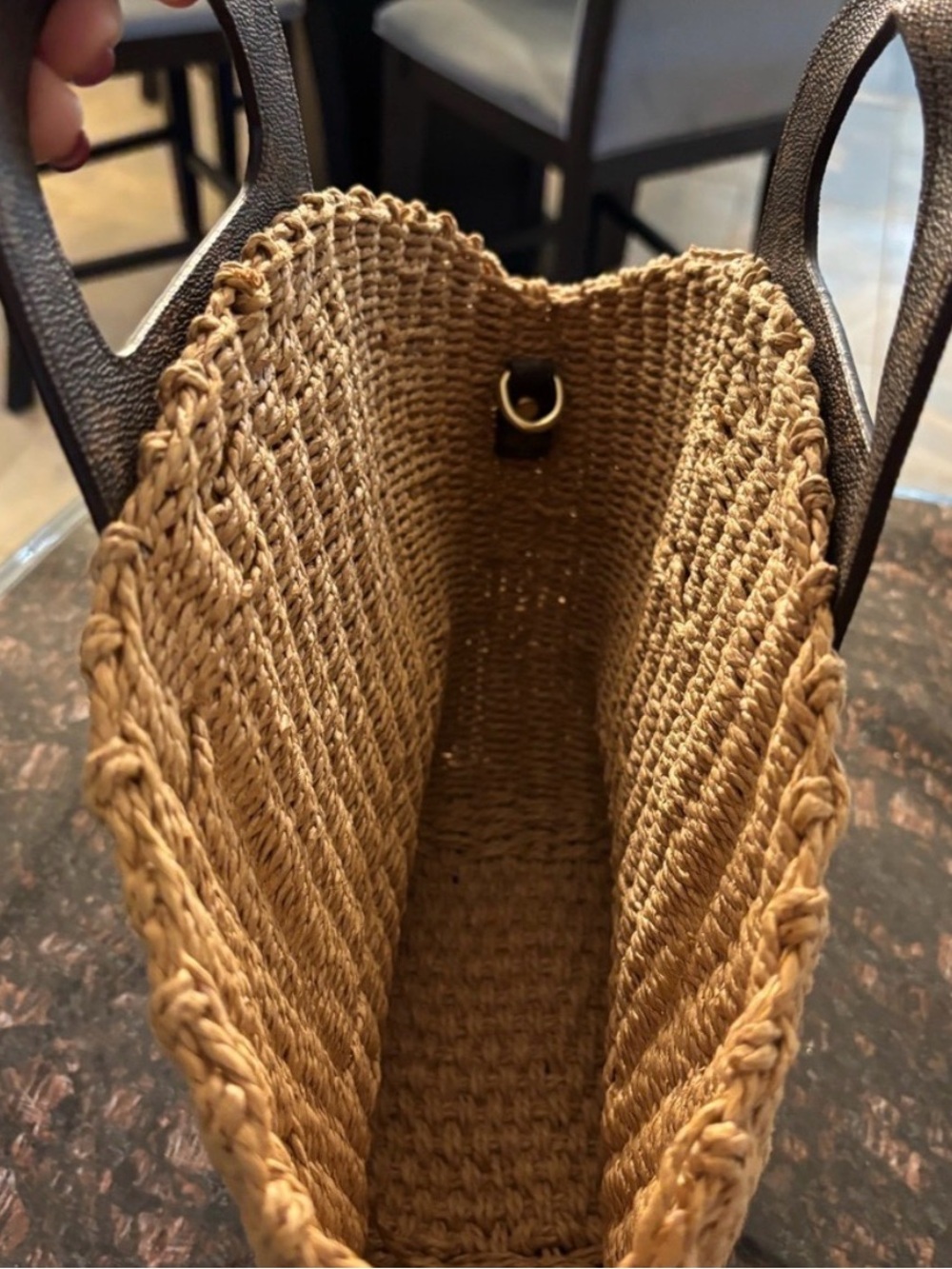Louis Vuitton Upcycled Brown Monogram Straw Tote with Monogram Handle - Picture 4 of 4